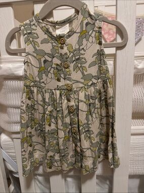 Baby Floral Button-Front Dress in Sage and Cream
